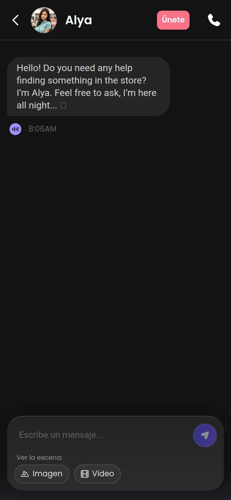 Captura del chat de Candy AI en el navegador del móvil